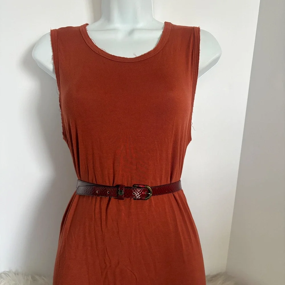 Etienne Aigner Vintage Womens Red Snakeskin Embossed Leather Skinny‎ Belt 26